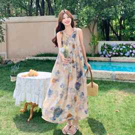 【女装夏装】数据好 度假风印花大裙摆连衣裙