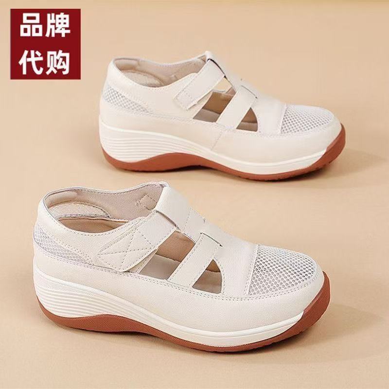 2026 verano nuevo hueco malla transpirable muffin velcro de fondo grueso sandalias romanas sandalias casuales