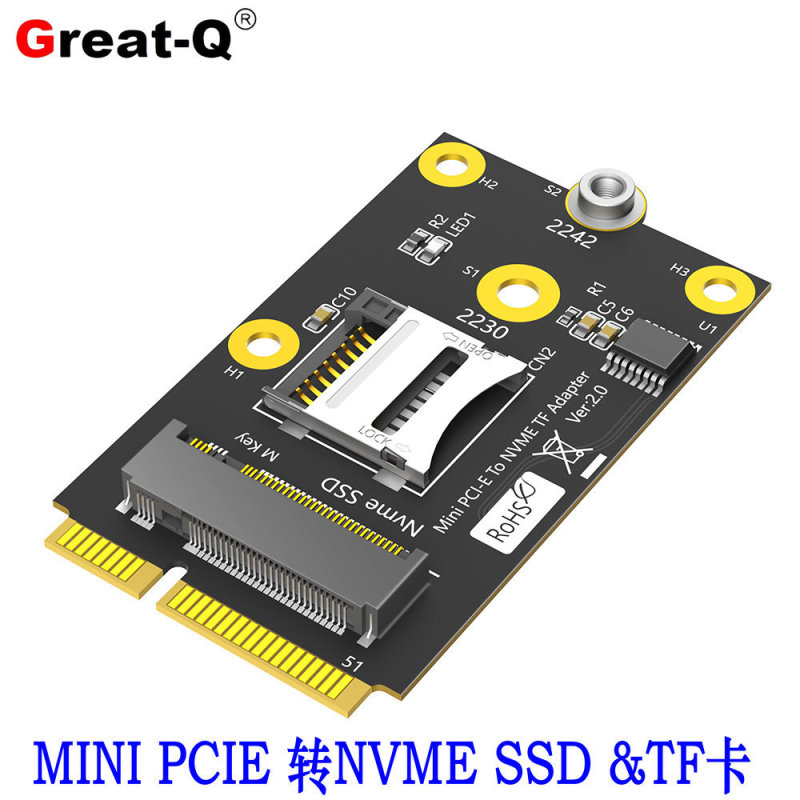 Mini Pci-E to Nvme Ssd & Tf Card Adapter Tf Notebook Tf Card Reader Mpcie Mini Pci-E to Nvme Ssd & Tf Card Adapter Tf Notebook Tf Card Reader Mpcie
