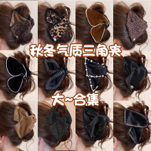 秋冬气质三角夹高级感轻奢珍珠抓夹女大号夹法式鲨鱼夹子气质头饰