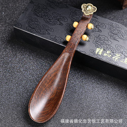 Black sandalwood pipa tea spoon household wooden spoon tea tea shovel taking tea spoon tea ceremony six gentlemen tea accessories