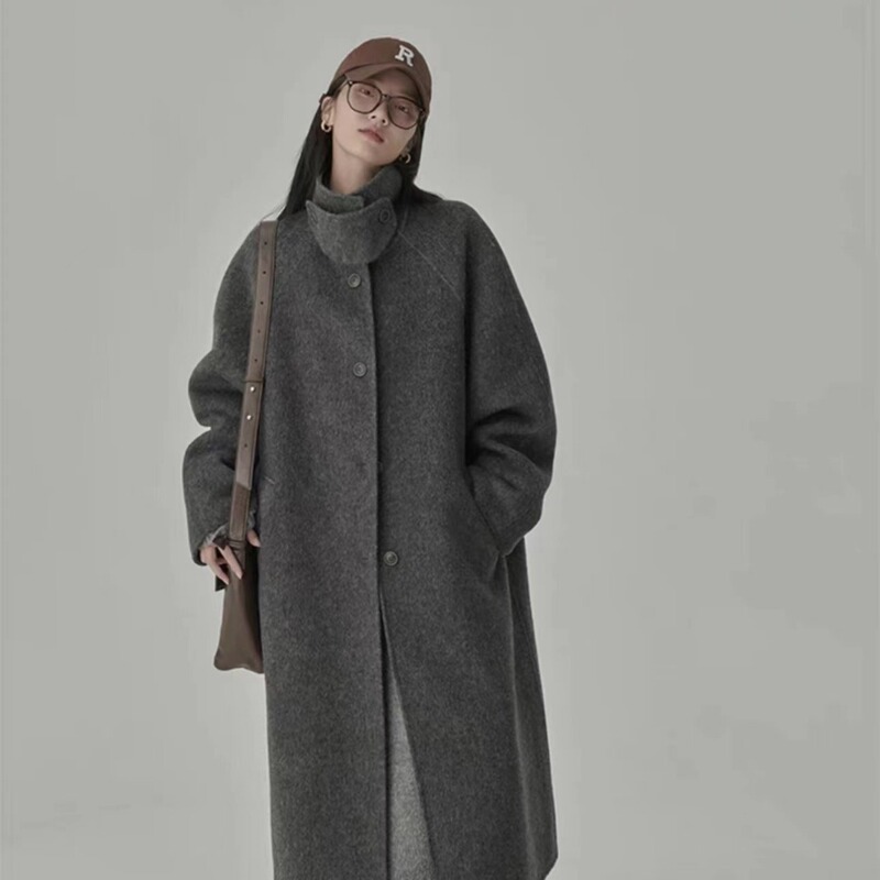 2025 New Autum Style Small Camel Hair Maillard Color Double-Sided Wool Outwear Long Outwear Feminine Style