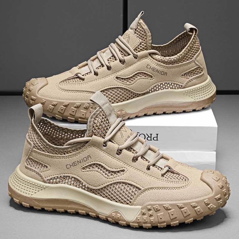 2024 nuevos zapatos de seguridad para el trabajo informales, delgados y huecos para hombre, deportivos, de malla transpirable de verano_voghion.com