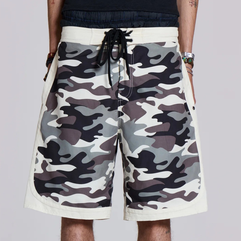 Cross-border foreign trade American-style camouflage color-blocked shorts, summer unisex loose casual sports drawstring pants