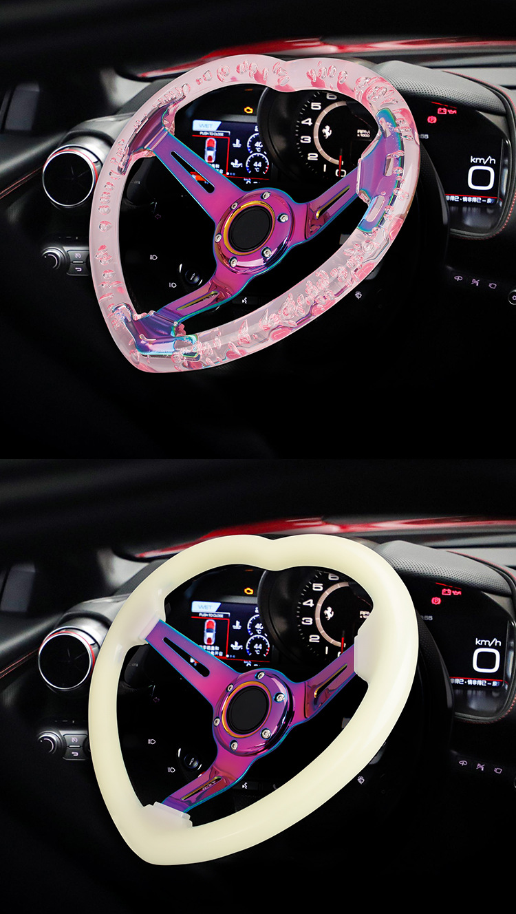 14inch Car Modification Acrylic Crystal Steering Wheel Transparent Racing Competition Quick Release Steering Wheel 350mm