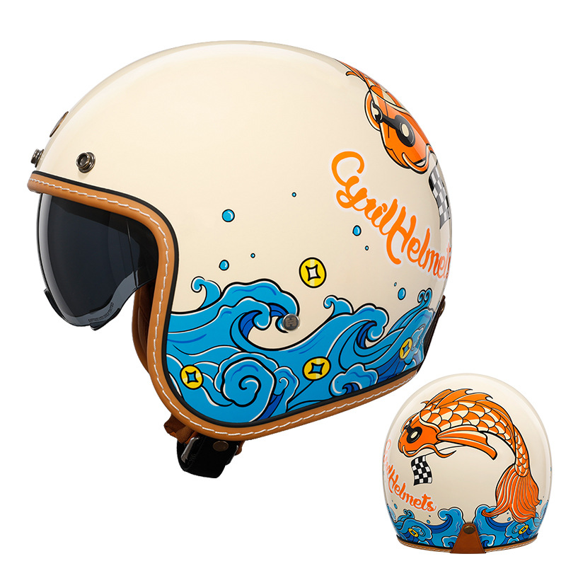 CYRIL casco retro Siro mujer tres cuartos hombre crucero americano verano motocicleta motocicleta medio casco 206