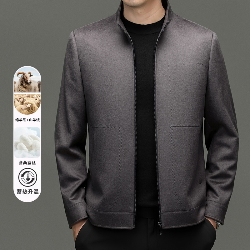 New Autumn/Winter Collection: Sheep Wool + Cashmere + Silk High-End Woolen Men's Business Casual Blazer Jacket
