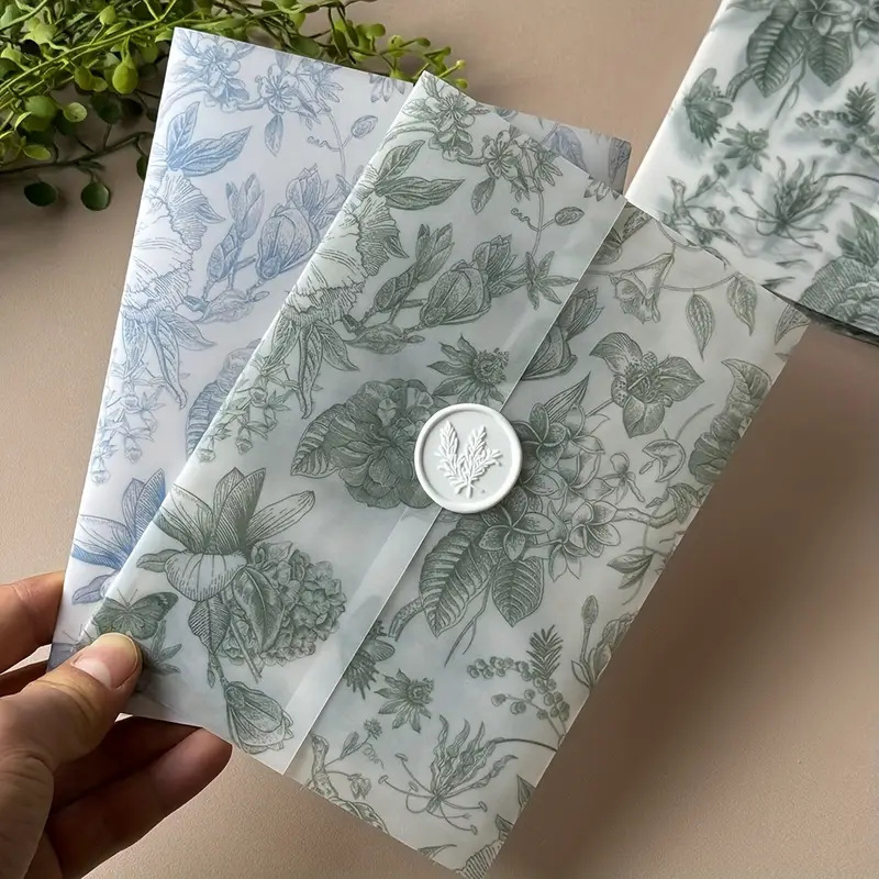 跨境热销牛油纸半透明婚礼请柬邀请函封套硫酸纸信封腰封印刷批发