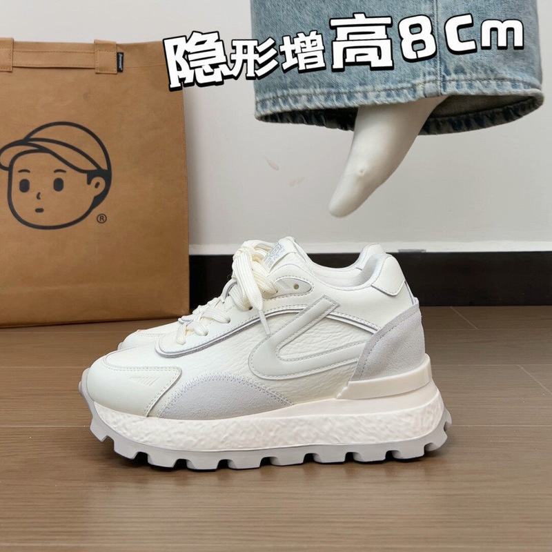 8cm Height-Increasing Women's Shoes 2026 Spring and Autumn White Sneakers Genuine Leather Versatile Casual Thick-Soled Sports Dad Shoes 8cm Height-Increasing Women's Shoes 2026 Spring and Autumn White Sneakers Genuine Leather Versatile Casual Thick-Soled Sports Dad Shoes