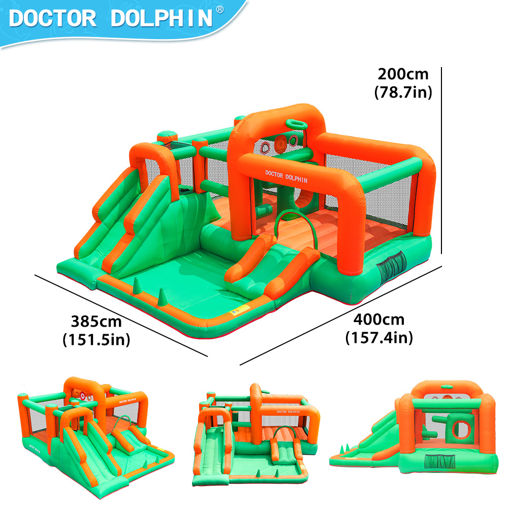 Doctor Delfín | Trampolín inflable infantil, castillo pequeño, tobogán inflable para el hogar