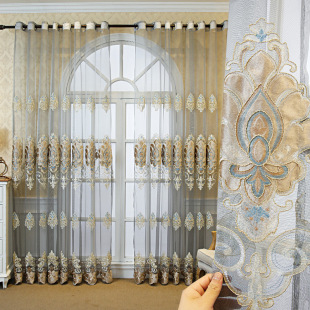 Amazon Export Foreign Trade Embroidered High-end European Atmosphere Living Room Sunscreen Balcony Dining Room Screen Window Screen Curtain