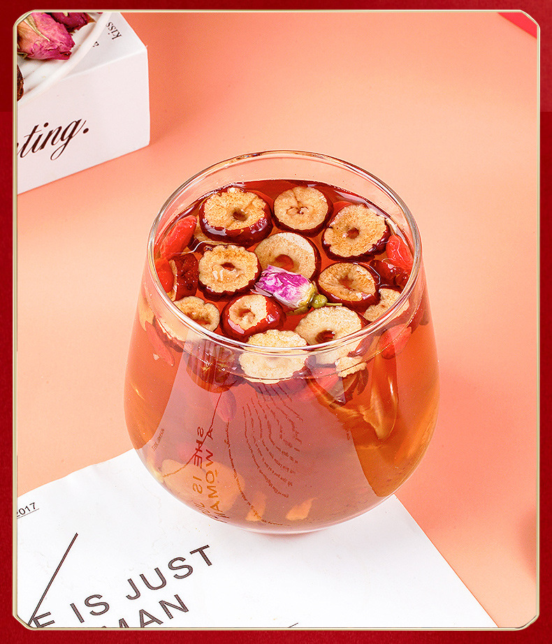 Brown Sugar Ginger Jujube Tea Hong Tang Jiang Zao Cha 150g Warming Herbal Blend with Rose Longan Goji in use