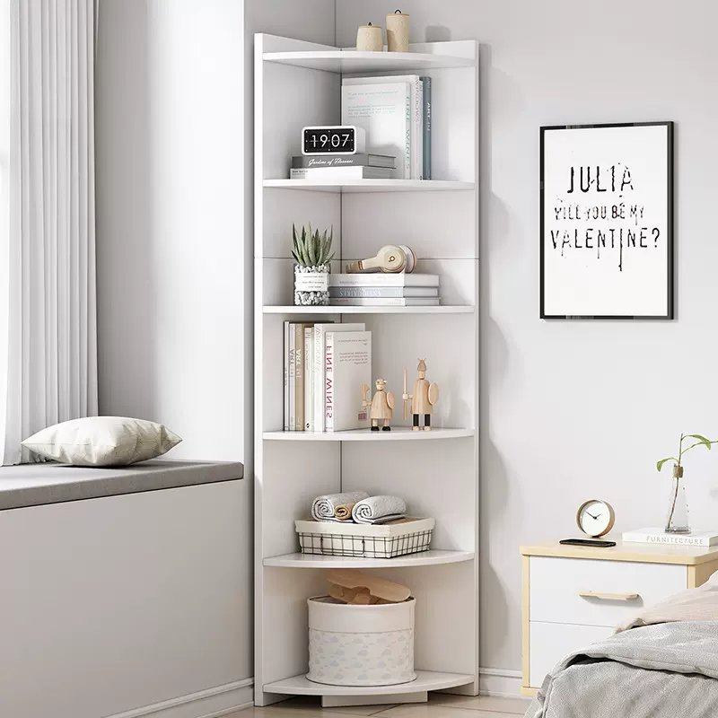转角置物架书房拐角书架客厅墙角储物柜卧室三角置物收纳架边角柜