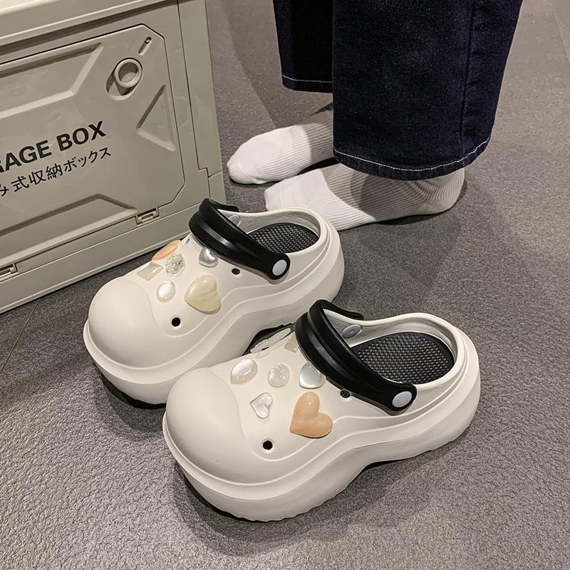 Zapatos con agujeros para mujer verano nueva moda casual zapatos de jardín antideslizantes playa Baotou arrastre transpirable zapatillas de marea de suela gruesa