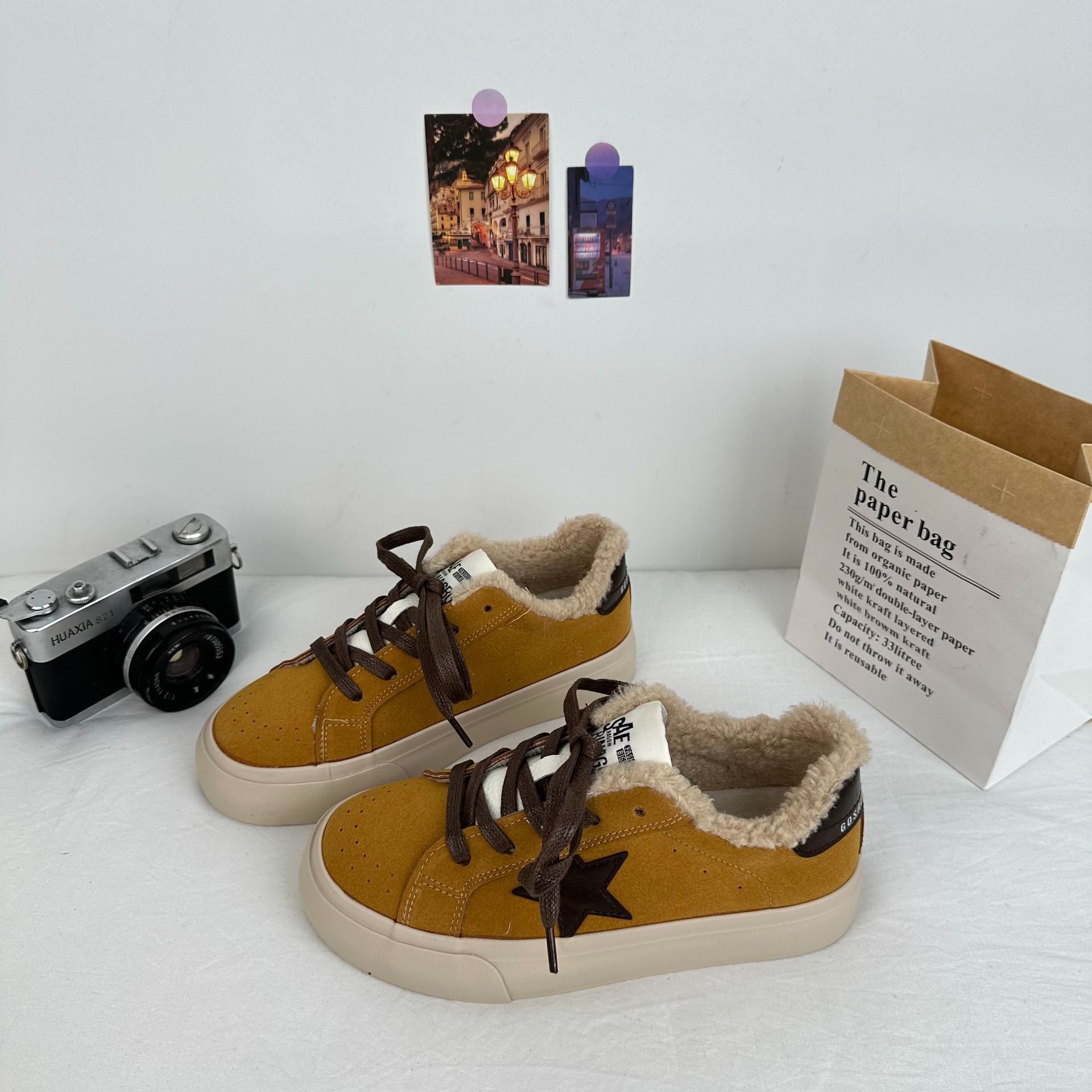 CKN viento de puerto de vello estrellas zapatos sucios de moda coreana de suela gruesa aumentada zapatos de skate casuales de moda 6603