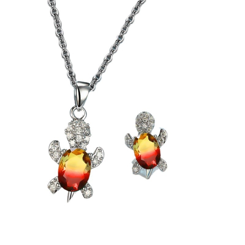 Yunjin europeo y americano Venta caliente moda nicho diseño tortuga pendientes collar traje animal femenino serie joyería al por mayor
