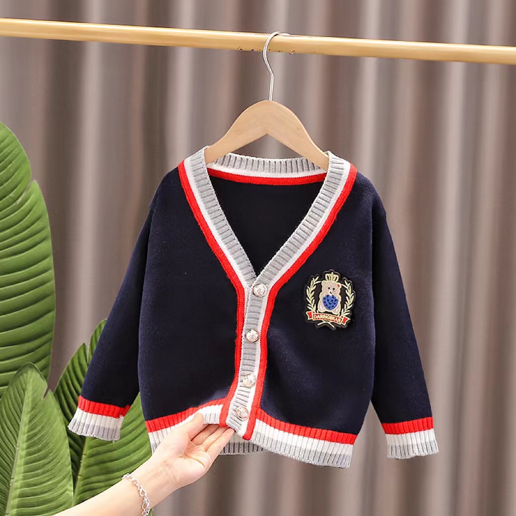 [Jin Yong oso] uniforme escolar de comercio exterior nueva ropa de los niños suéter estilo coreano algodón niños lana Chaqueta de punto chaqueta