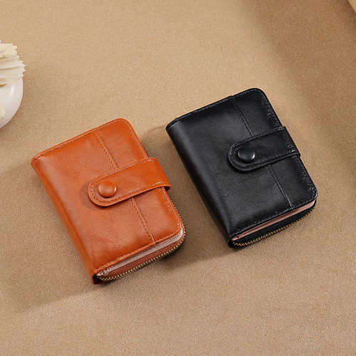 High-quality and minimalist ladies' snap-fastener coin pocket women's multi-functional short coin purse niche wallet