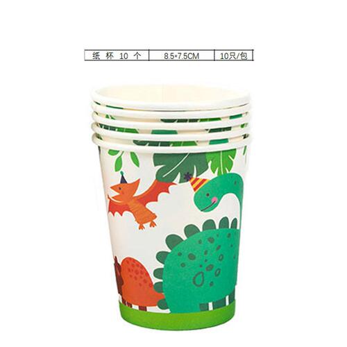 Amazon's best selling second-generation dinosaur children's birthday party paper cups, paper plates, paper towels set party tableware