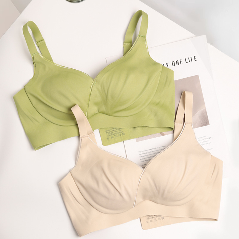 Jelly strip Sweet underwear women's wireless upper thin lower thick big chest small non-empty cup push up sexy bra