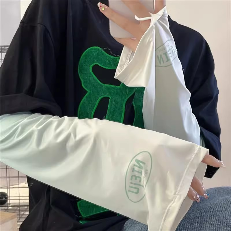 Gradiente hueco de hielo protector solar de hielo de mujer de verano brazo guantes de conducción anti-UV delgados manga suelta