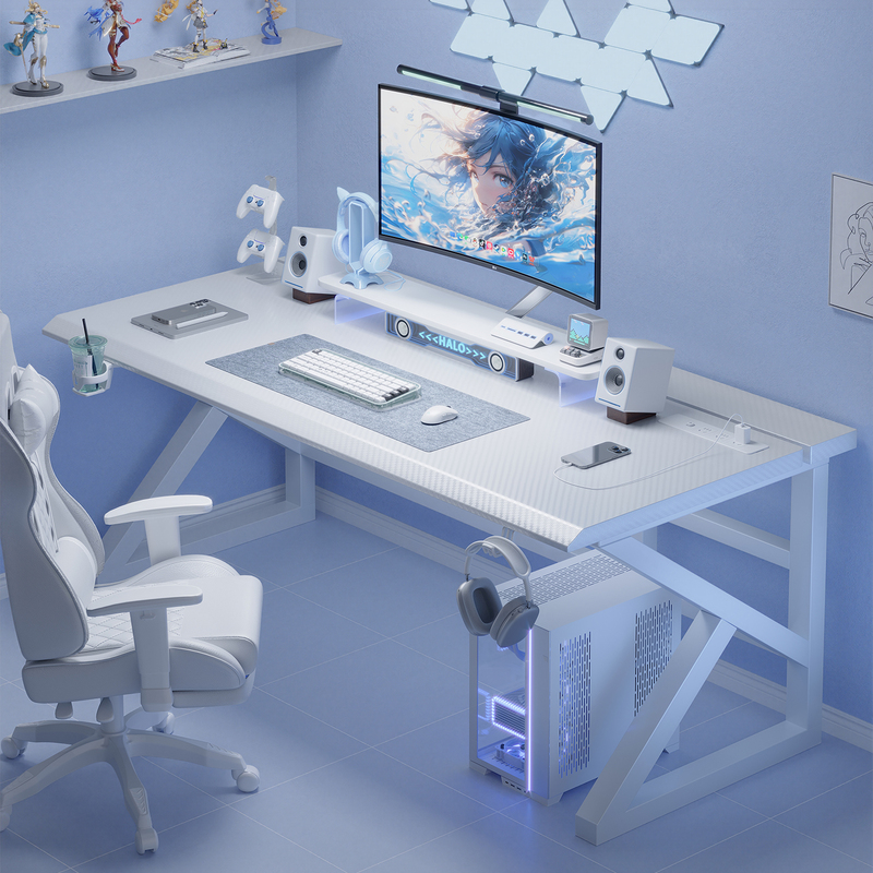 Mansfield K7 Gaming Desk Desktop Carbon Fiber Computer Desk White Home Bedroom Study Desk Can Install Mechanical Arm Mansfield K7 Gaming Desk Desktop Carbon Fiber Computer Desk White Home Bedroom Study Desk Can Install Mechanical Arm