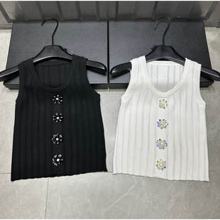Spring 2025 New Slim-Fit Versatile High-Quality Fragrant Colorful Sequin Floral Tank Top