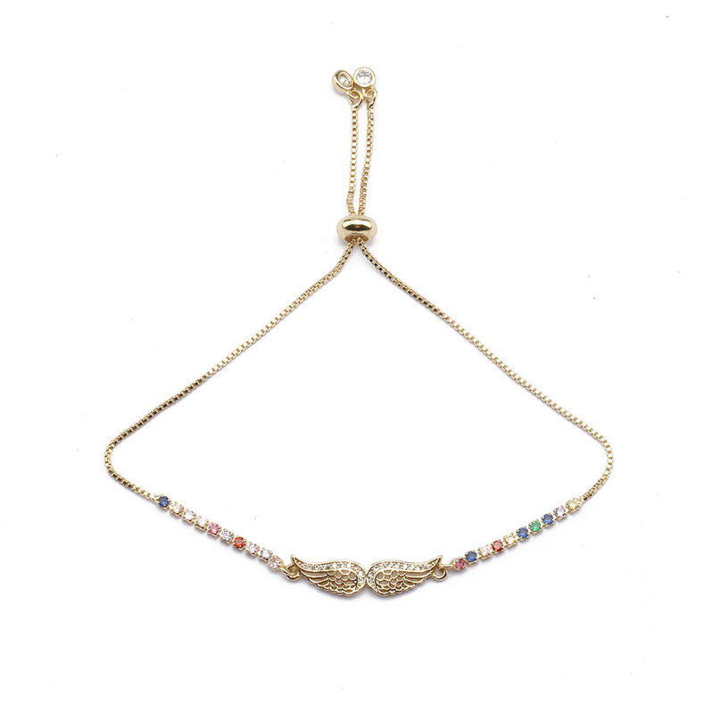 Popular Jewelry Shiny Zirconium Angel Wings Guardian Lucky Wings Bracelet Men's and Women's Pull-out Beaded Red Rope