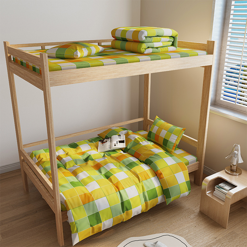 40S Cotton Student Bedding Set Cartoon Six-Piece Set Cushion Mattress Employee Dormitory Quilt Pure Cotton Three-Piece Set
