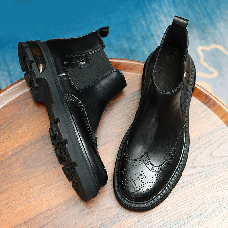 Британские сапоги Челси мужские кожаные туфли на толстой подошве