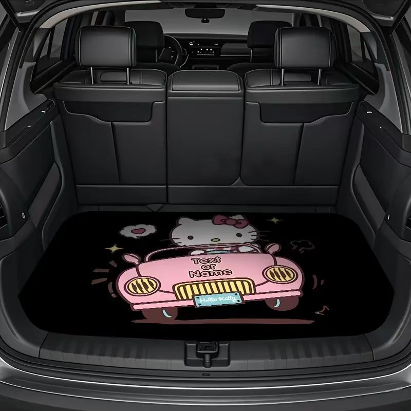 TEMU branded and shipped cute Hello Kitty car trunk mat, dirt-resistant, dust-proof, non-slip, easy to maintain car floor mat