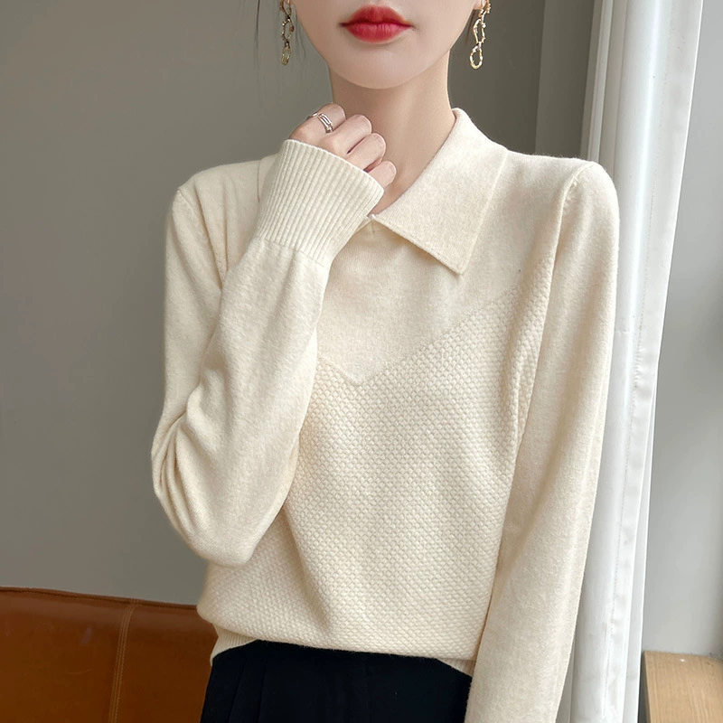 2024 осень новый женский вязаный свитер женский POLO ошейник свитер женский корейский внешнеторговый завод оптом