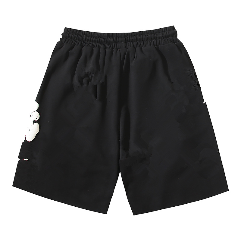 Foam printed shorts 2024 European and American fashion brand men's plus size loose multi-color beach pants wholesale