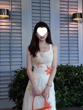【260克人棉莫代尔】多彩印花无袖吊带背心女设计感修身上衣白色