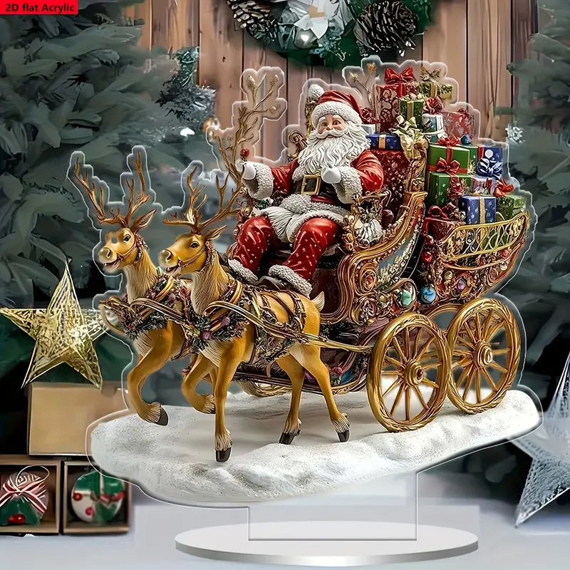 Transfronterizo acrílico 2D Navidad Snow House Santa Claus reno muñeco de nieve decoración de mesa