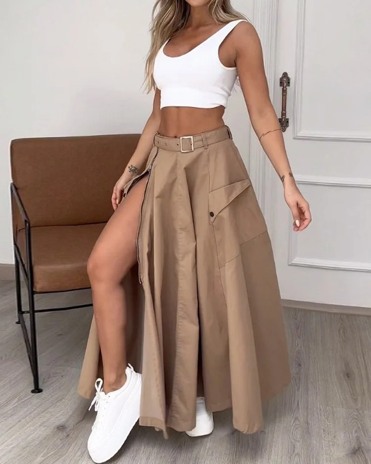 Daily Women's Elegant Solid Color Polyester Skirt Sets Skirt Sets display picture 2