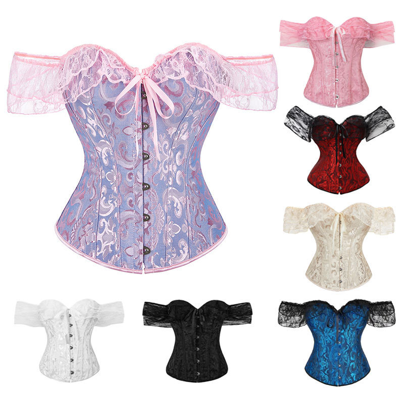 Lace-Trimmed Fishbone Corset with Side Breast Coverage, Waist-Cinching, Bust-Lifting, and Body-Shaping Top for Outerwear Lace-Trimmed Fishbone Corset with Side Breast Coverage, Waist-Cinching, Bust-Lifting, and Body-Shaping Top for Outerwear