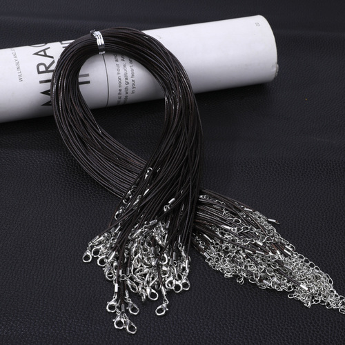 Leather Cord Necklace Pendant Accessory for Men and Women DIY Korean Beeswax Leather Cord Korean Style In-Stock Lockchain Accessories