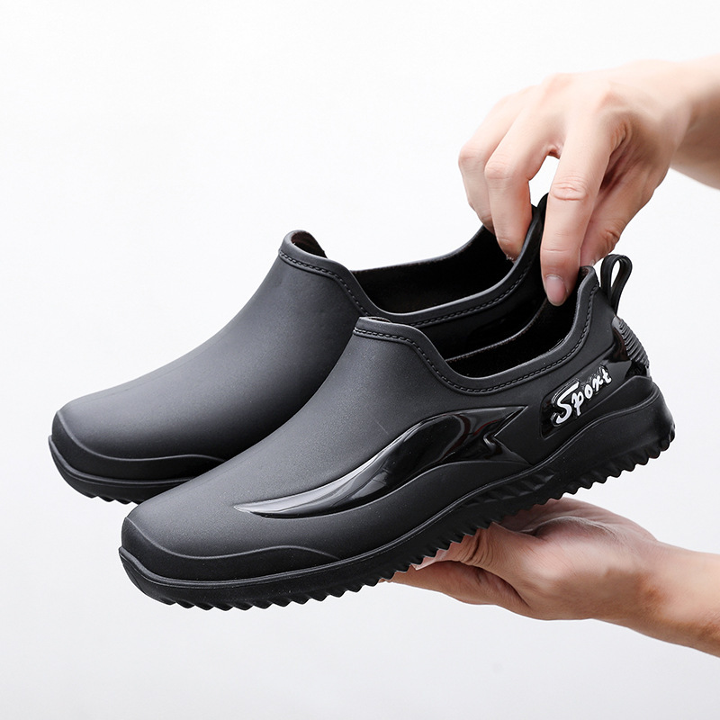 Men's non-slip wear-resistant low-top waterproof water shoes men's Kitchen chef work shoes rain boots men's work shoes outdoor wear all-matching