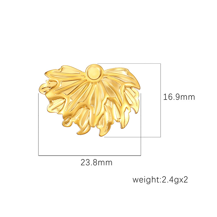 Boucles d'oreilles vintage en forme d'éventail en acier inoxydable plaqué or avec feuille d'érable et mode transfrontalière européenne et américaine_voghion.com