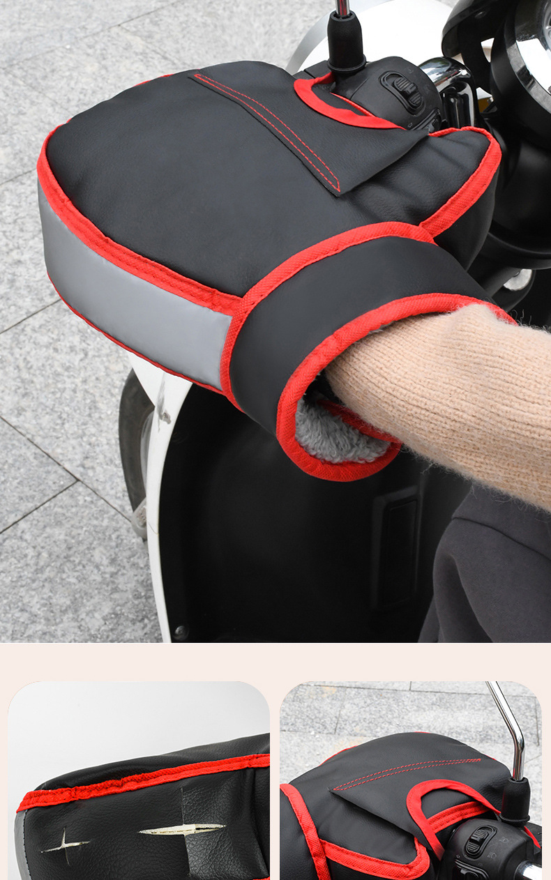 Electric Driving Folding Electric Vehicle Winter Fleece-Lined Warm and Thickened Windproof Boxing Handlebar Driving Gloves to Block the Wind