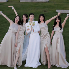 伴娘服礼服轻奢订婚礼裙女高级小众香槟色绝美姐妹团平时可穿
