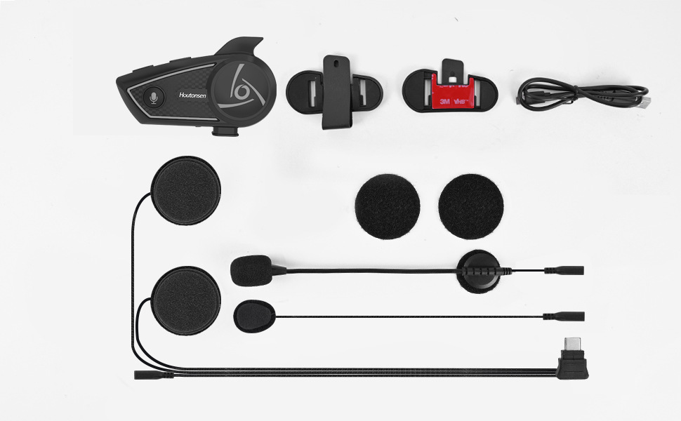 Houtonsens3Plus Motorcycle Helmet Intercom Headset for Multiple People Real-Time 2500m Music Noise Reduction Riding