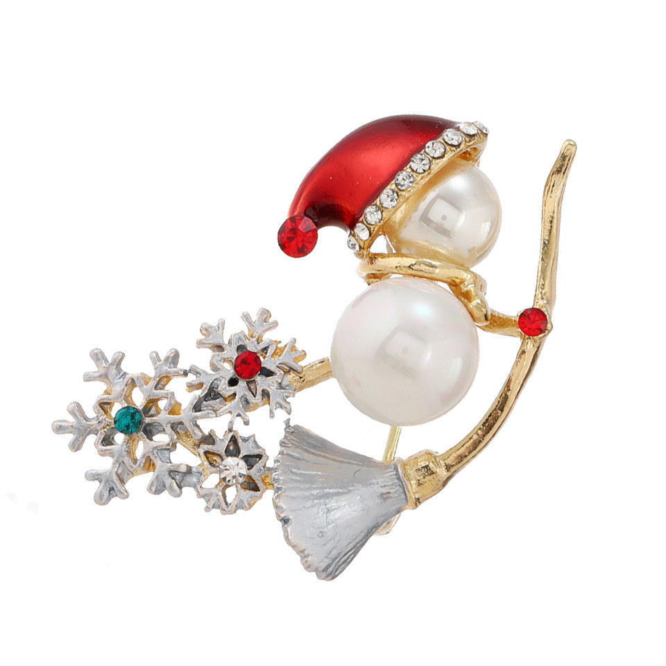 Spilla natalizia a forma di pupazzo di neve con strass_voghion.com