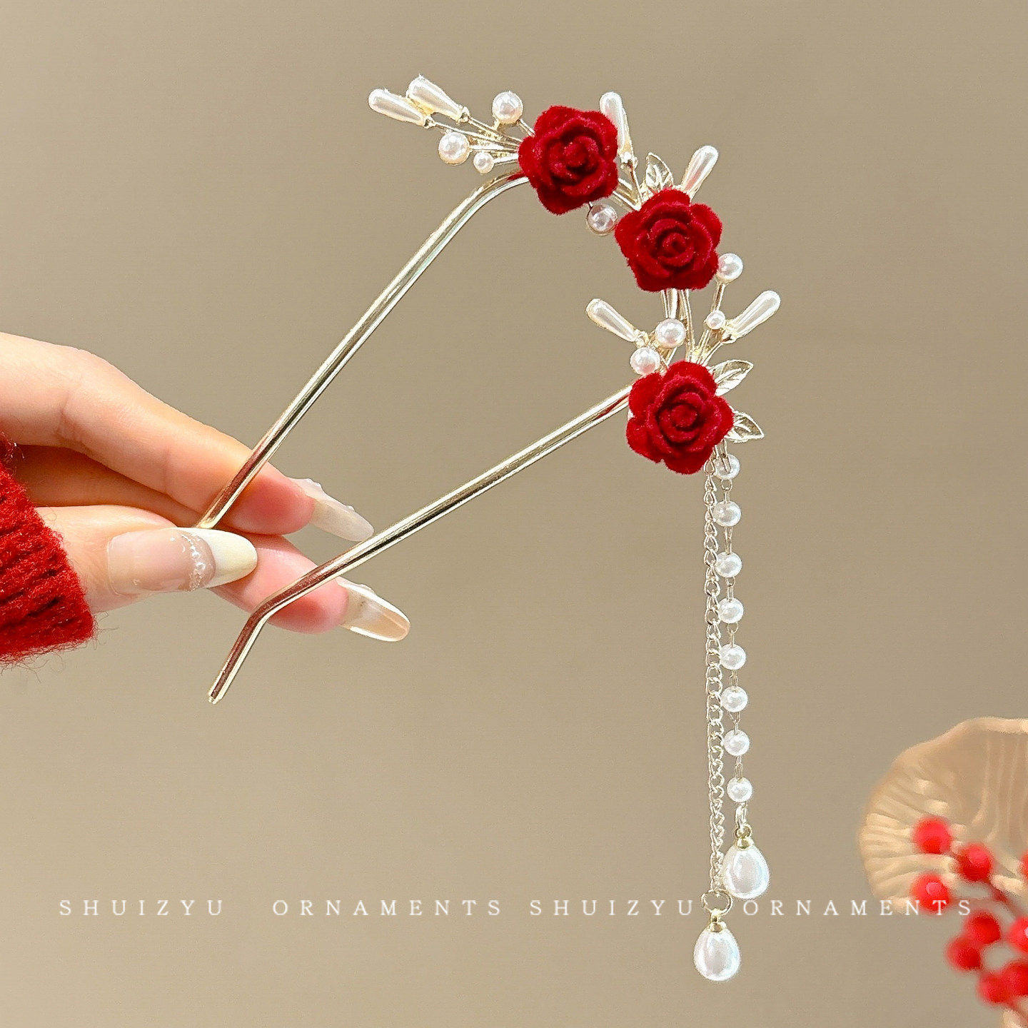 Nueva horquilla de flores de estilo antiguo chino, horquilla de sentido avanzado moderno, horquilla de cabello femenino, horquilla de Hanfu, tocado de horquilla de madera