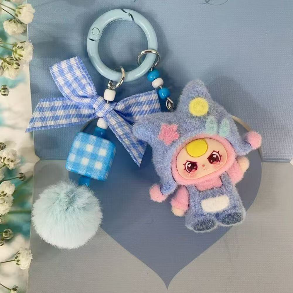Dopamine-Themed Fleece Hat Cartoon Pendant Bag Cute Doll Girl Keychain Student Accessory Gift