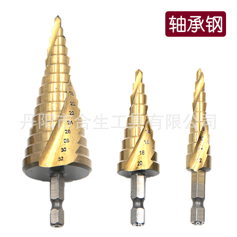 Cross-border 3 piezas mango hexagonal ranura en espiral de titanio plateado 4-12/4-20/4-32 paso taladro traje taladro eléctrico transfronterizo