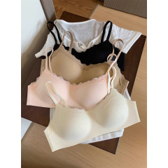 胸が小さい女性向けのシームレスな下着、夏用の薄い、ワイヤーなし、快適で通気性のある女の子用レースブラジャー