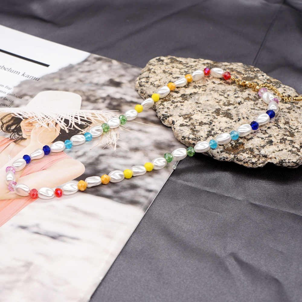 Fashion Irregular Stainless Steel Choker Pearl Stainless Steel Necklaces