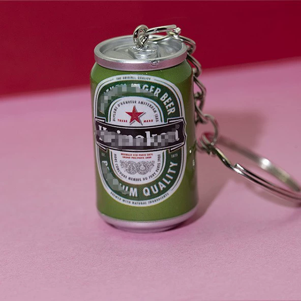 Simulation easy tank shape mini beverage bottle keychain pendant scan code small gift activity promotes beer bottles